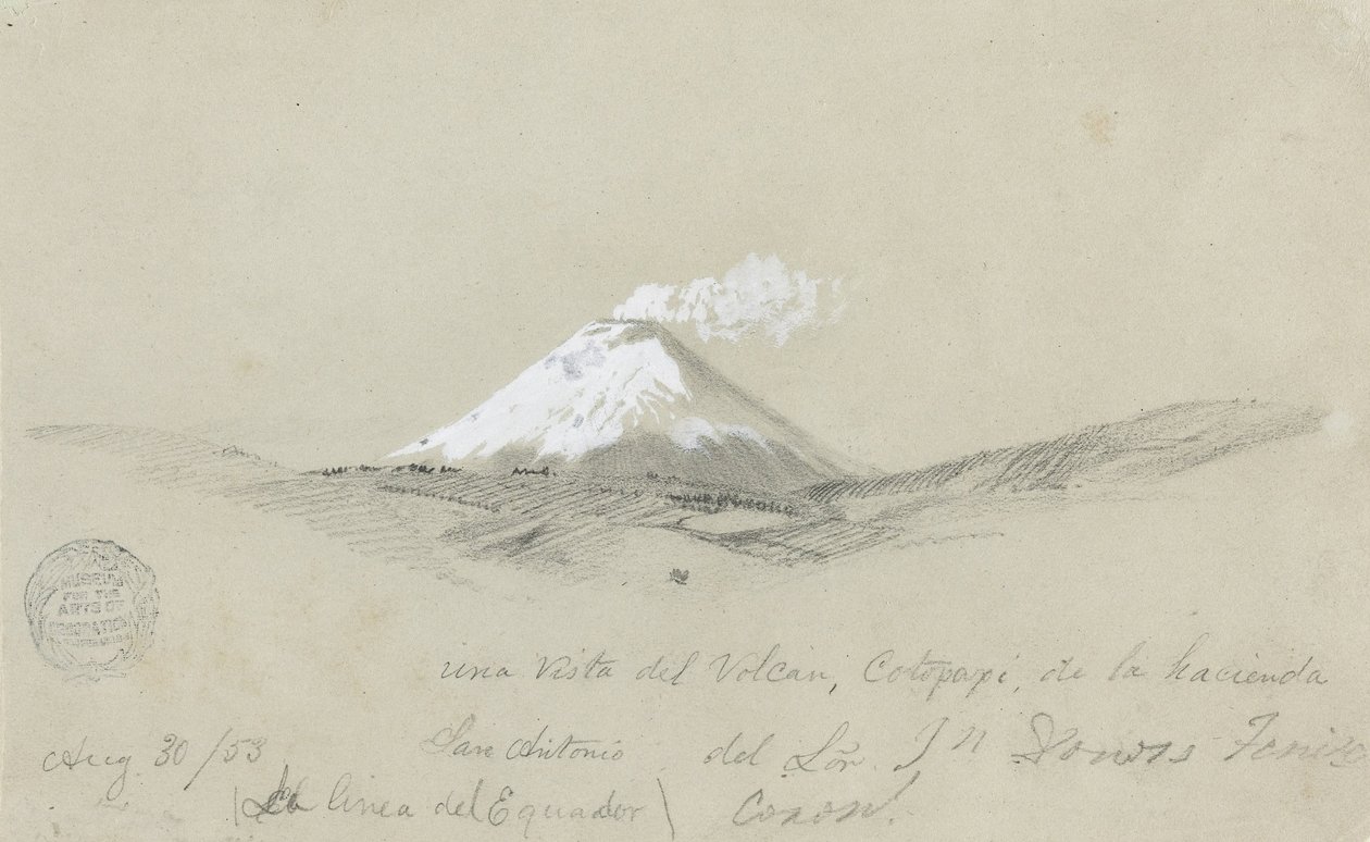 Utsikt över Cotapaxi från Hacienda San Antonio, Ecuador av Frederic Edwin Church