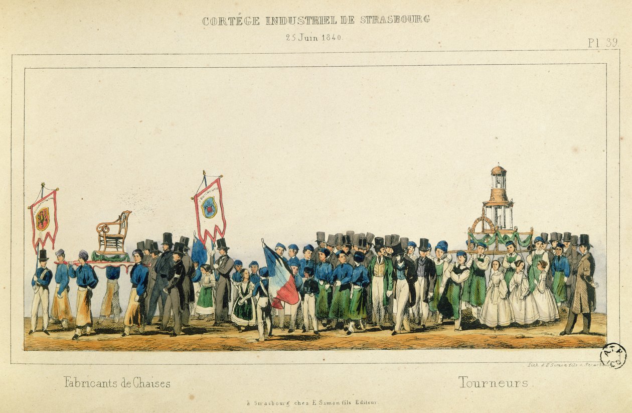 Stolsfabrikanternas procession i Strasbourg den 25 juni 1840 av Frederic Emile Simon
