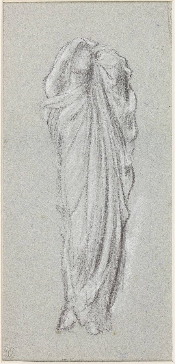 Draperistudie för Electra vid Agamemnons grav (krita på papper) av Frederic Leighton