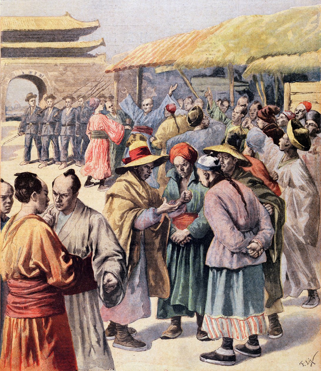 Disturbances in Seoul, omslag till "Le Petit Journal", 13 augusti 1894 av Frederic Theodore Lix
