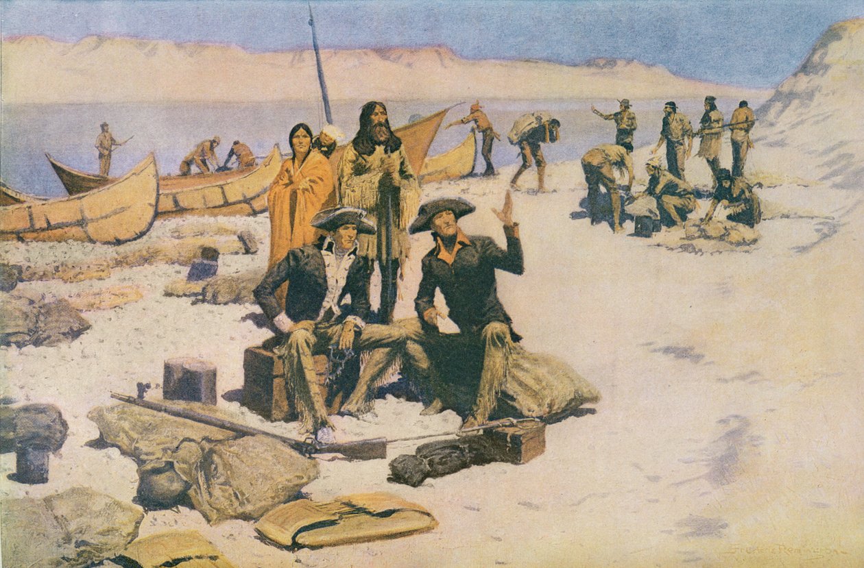 Lewis och Clark vid Columbiaflodens mynning, 1805, från 