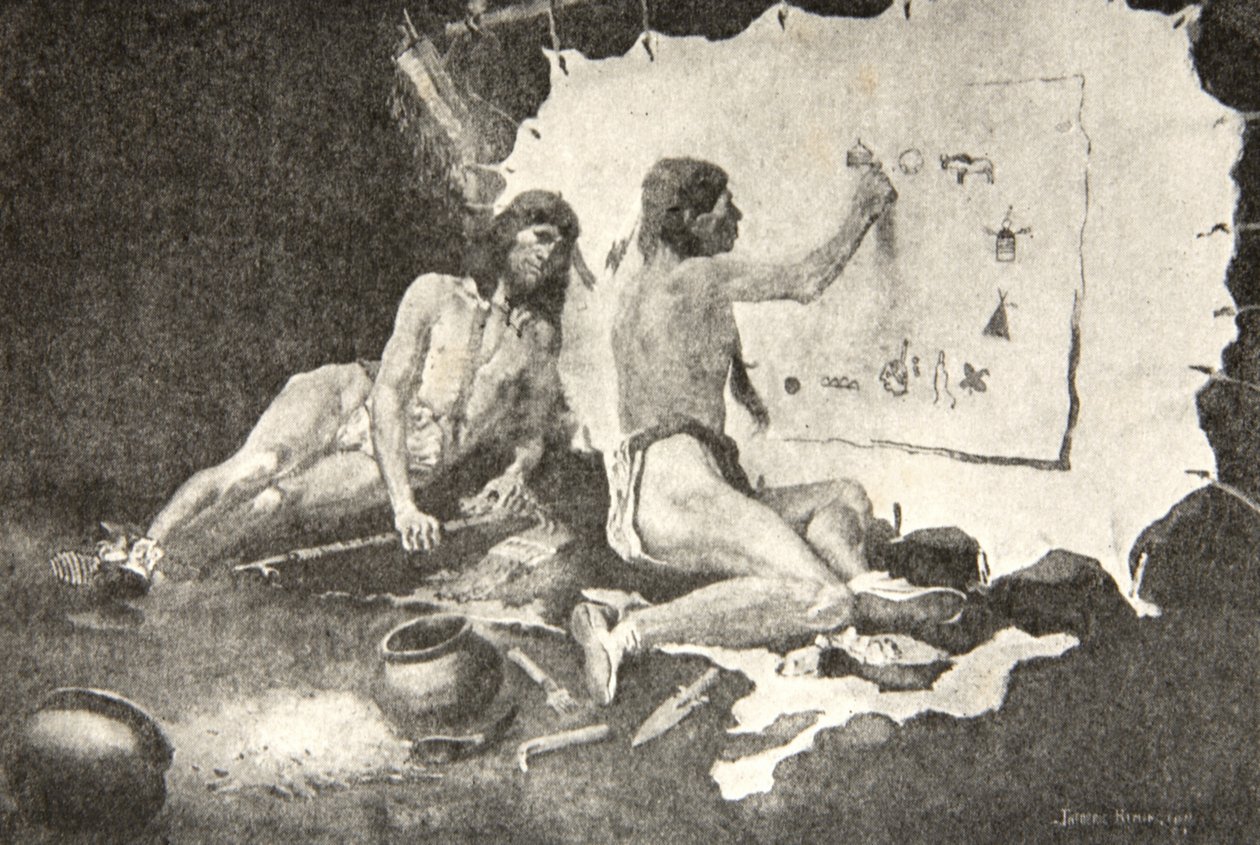 Som dessa formerna de målade, On the birch-bark and the deer-skin, från The Song of Hiawatha av Henry Wadsworth Longfellow (1807-82), pub. av George G. Harrap und Company Ltd., 1911 av Frederic Remington