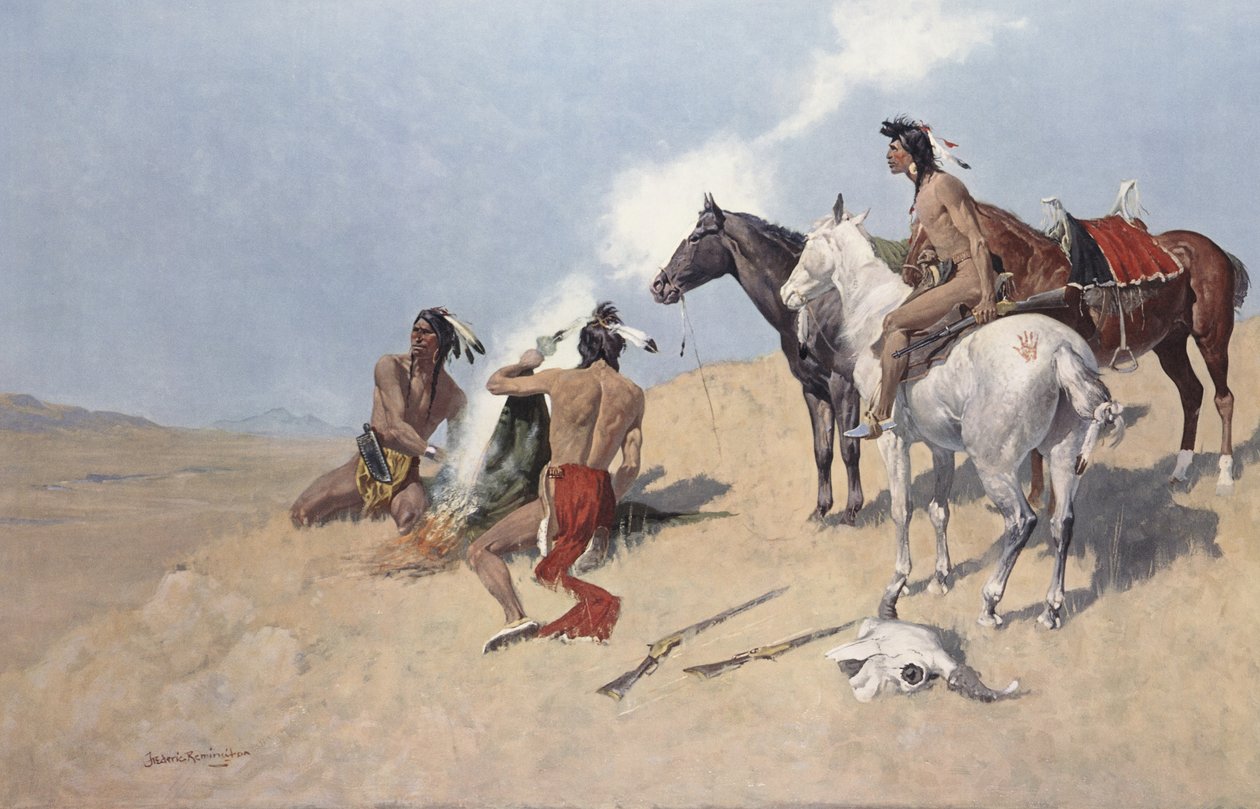 The Smoke Signal, pub.c.1920 av Frederic Remington
