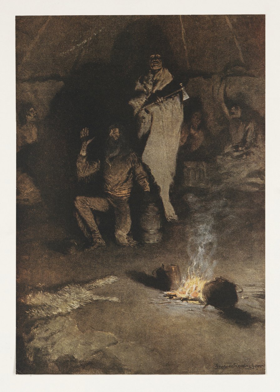 Whiskyhandlarens vakt, från Colliers Weekly, pub.1906 av Frederic Remington