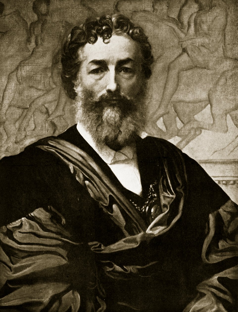 Självporträtt (lito) av Frederic (after) Leighton