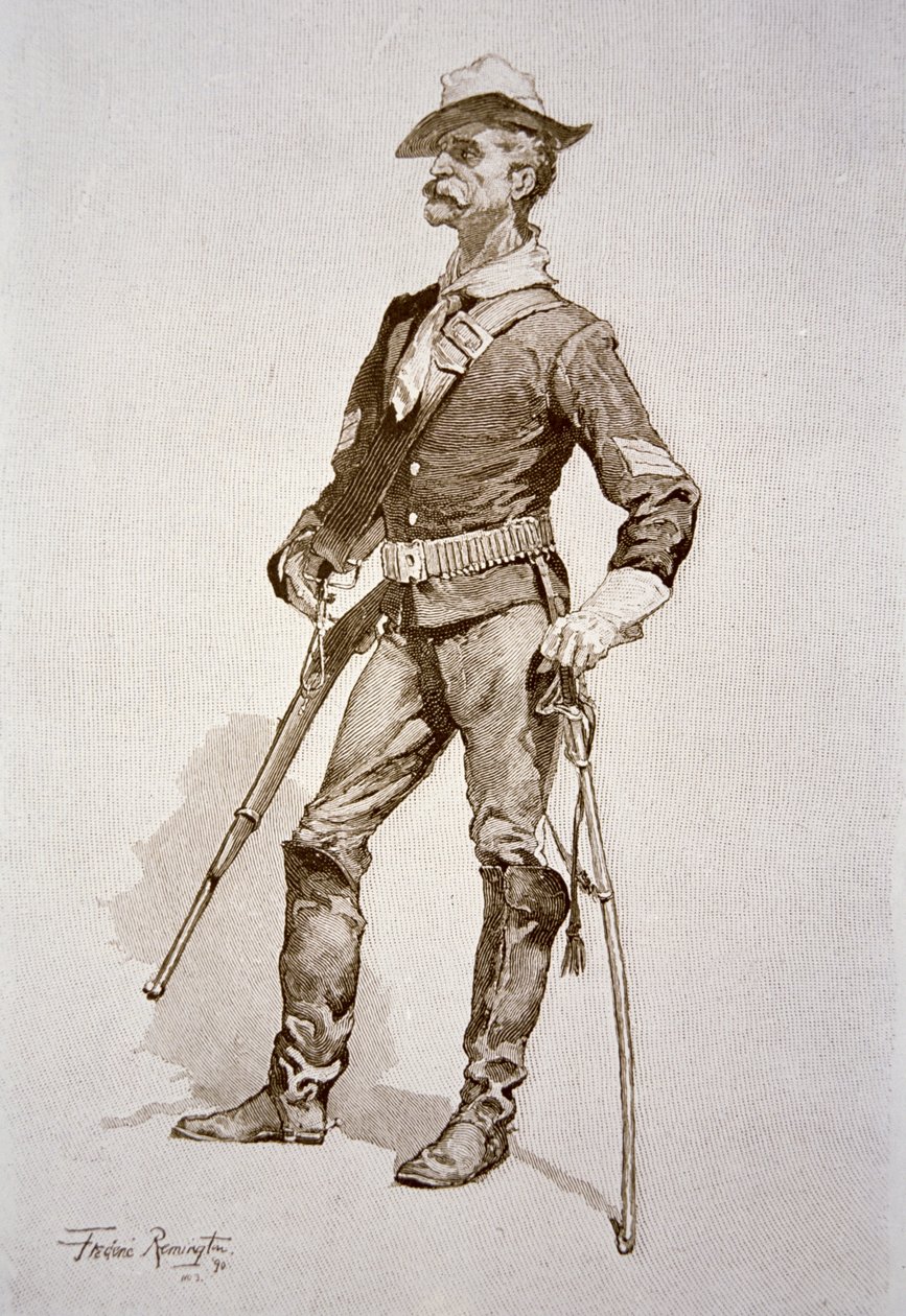 A Sergeant of US Cavalry, efter en teckning från 1890 (gravyr) av Frederic (after) Remington