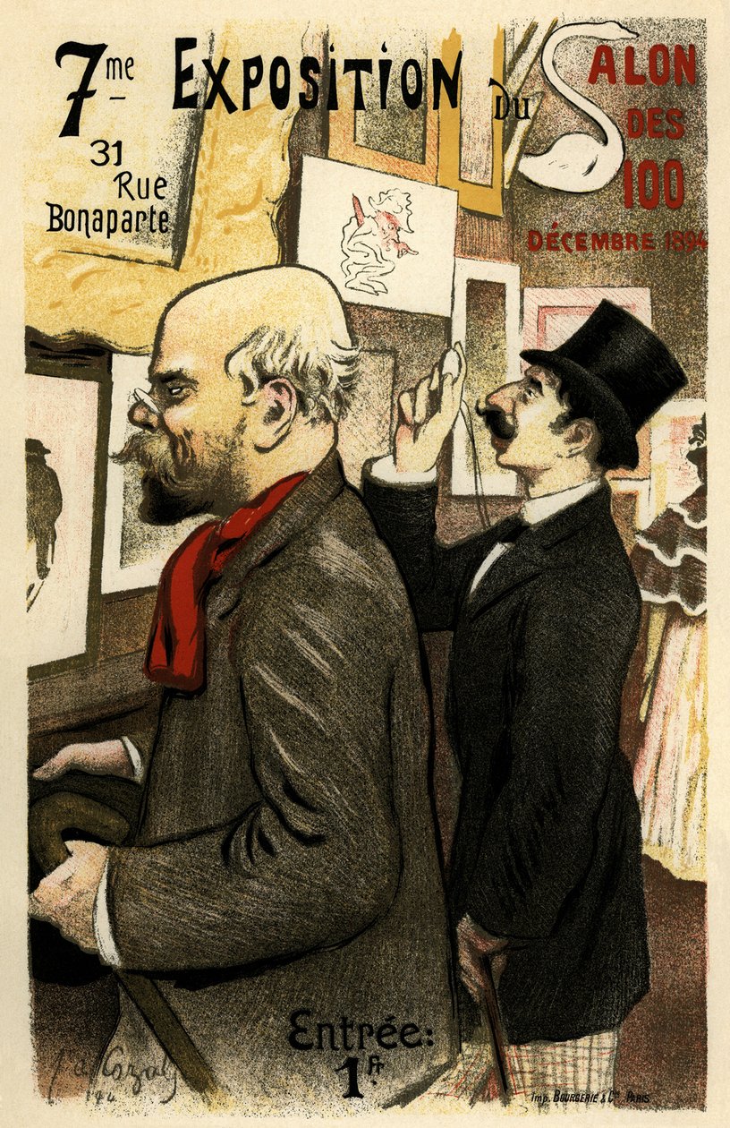 7:e utställningen av Salon des 100 december 1894 affisch, 1894 av Frederic Auguste Cazals