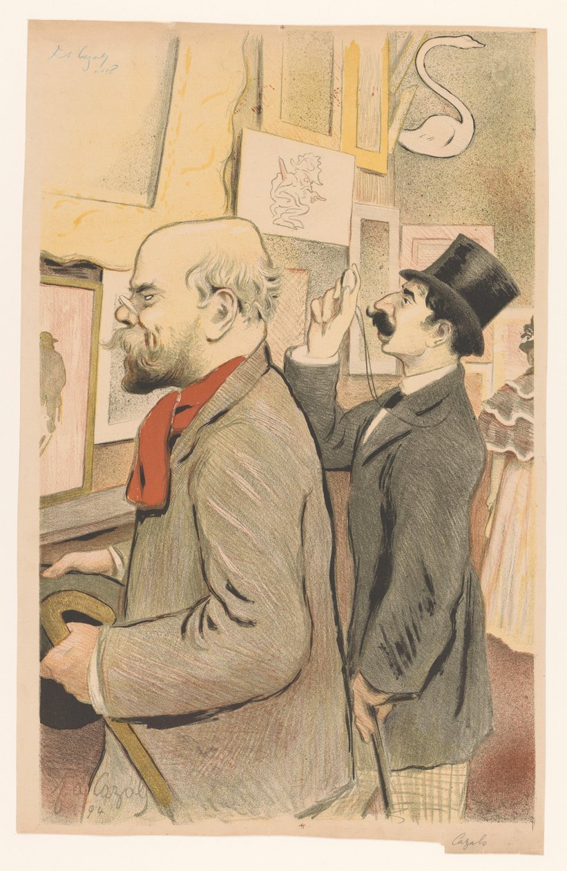 Verlaine och en okänd man tittar på tryck av Frederic Auguste Cazals