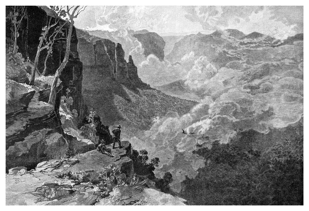 Govetts Leap, Blue Mountains, New South Wales, Australien, 1886. av Frederic B. Schell