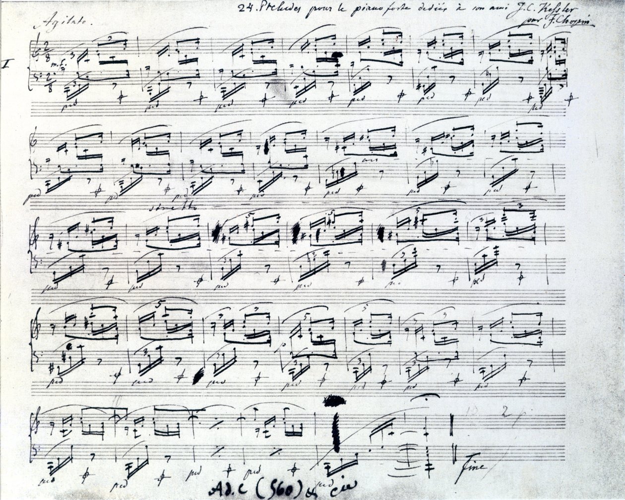 Noter till Prelude 1 för piano av Frederic Chopin (1810 - 1849), polsk kompositör. av Frederic Chopin