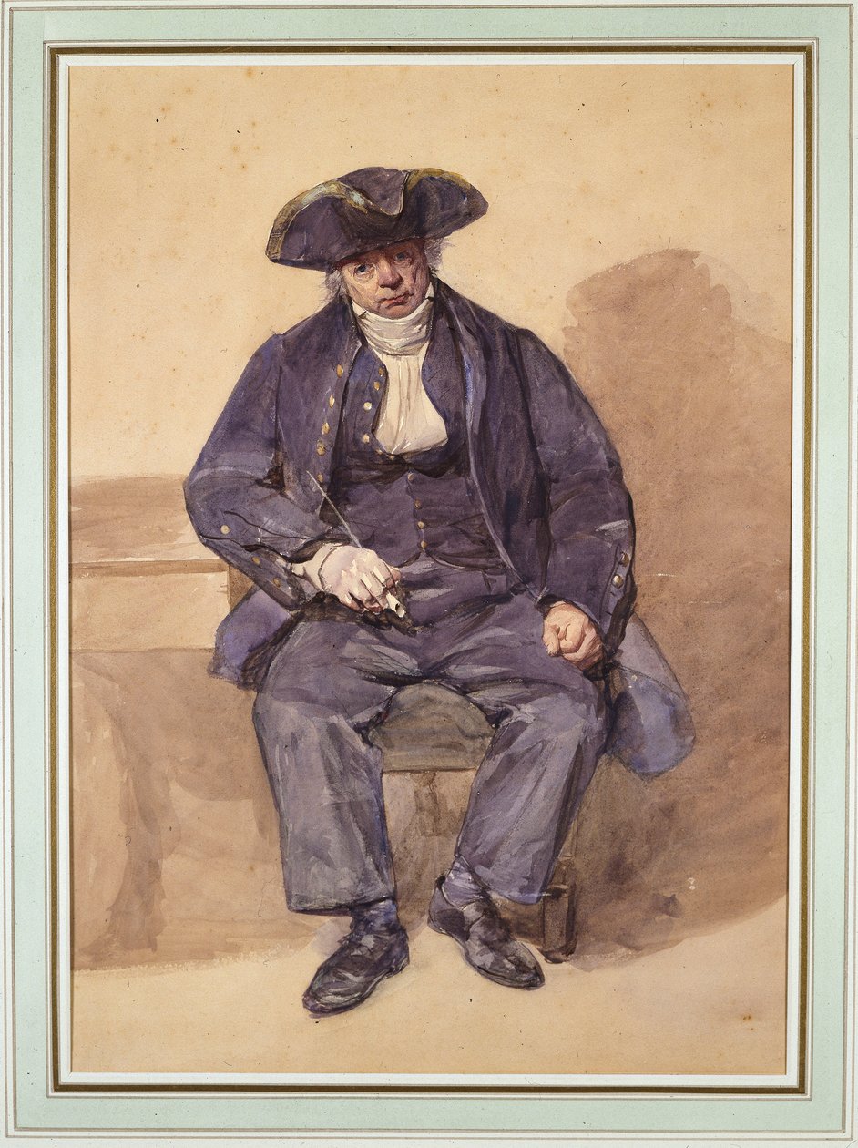 Porträtt av John Adams, alias John Wilkinson, underofficer, 78 år gammal (akvarell) av Frederic Cruikshank