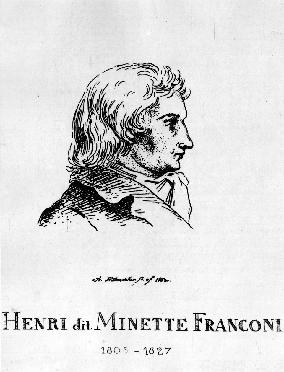 Cirkus: Eau forte av Frédéric Hillemacher, porträtt av Henri Franconi, dit Minette Franconi (1805-1827) - i "The Franconi Circus" ”. av Frederic Desire Hillemacher