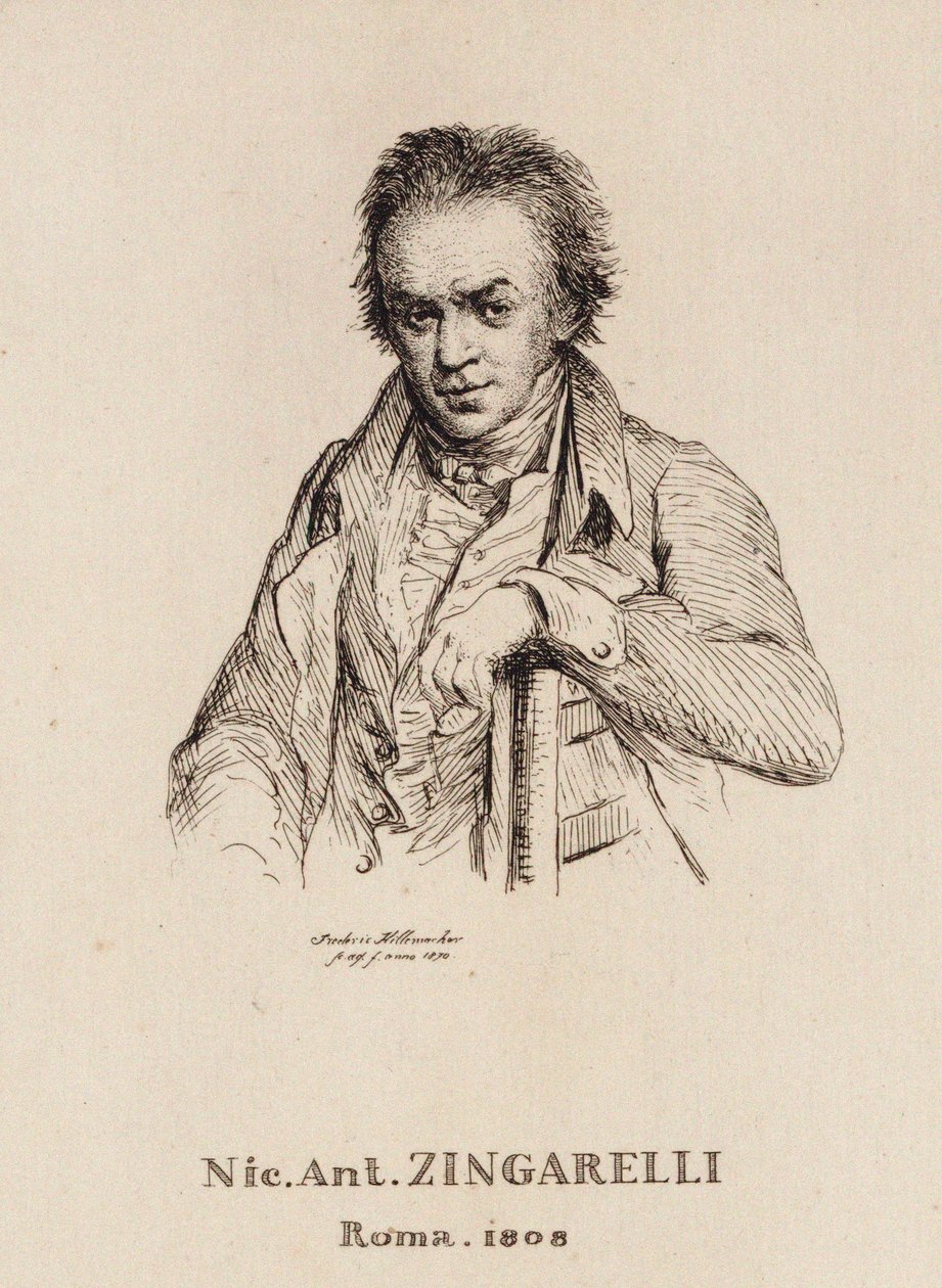 Porträtt av kompositören Nicola Antonio Zingarelli 1752-1837. av Frederic Desire Hillemacher