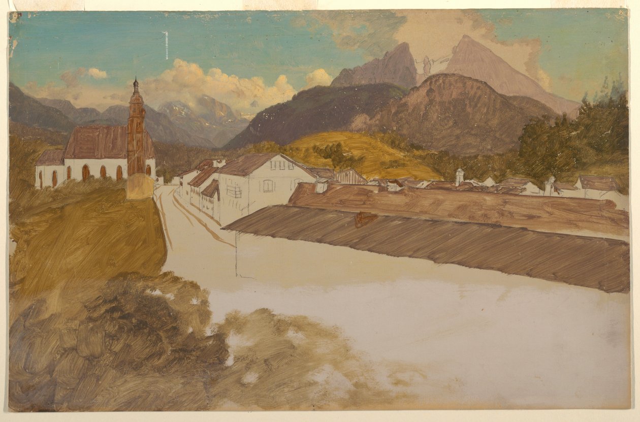 Berchtesgaden, Bayern, allmän vy av Frederic Edwin Church