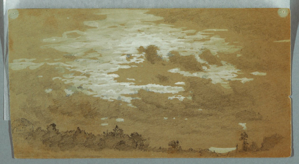 Molnig himmel över en skogsklädd ås, Niagara av Frederic Edwin Church