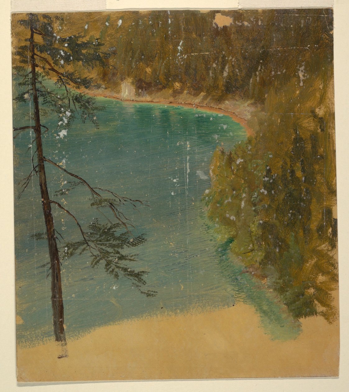 Teckning, Alpin sjö (Bayern eller Schweiz), 1868 av Frederic Edwin Church