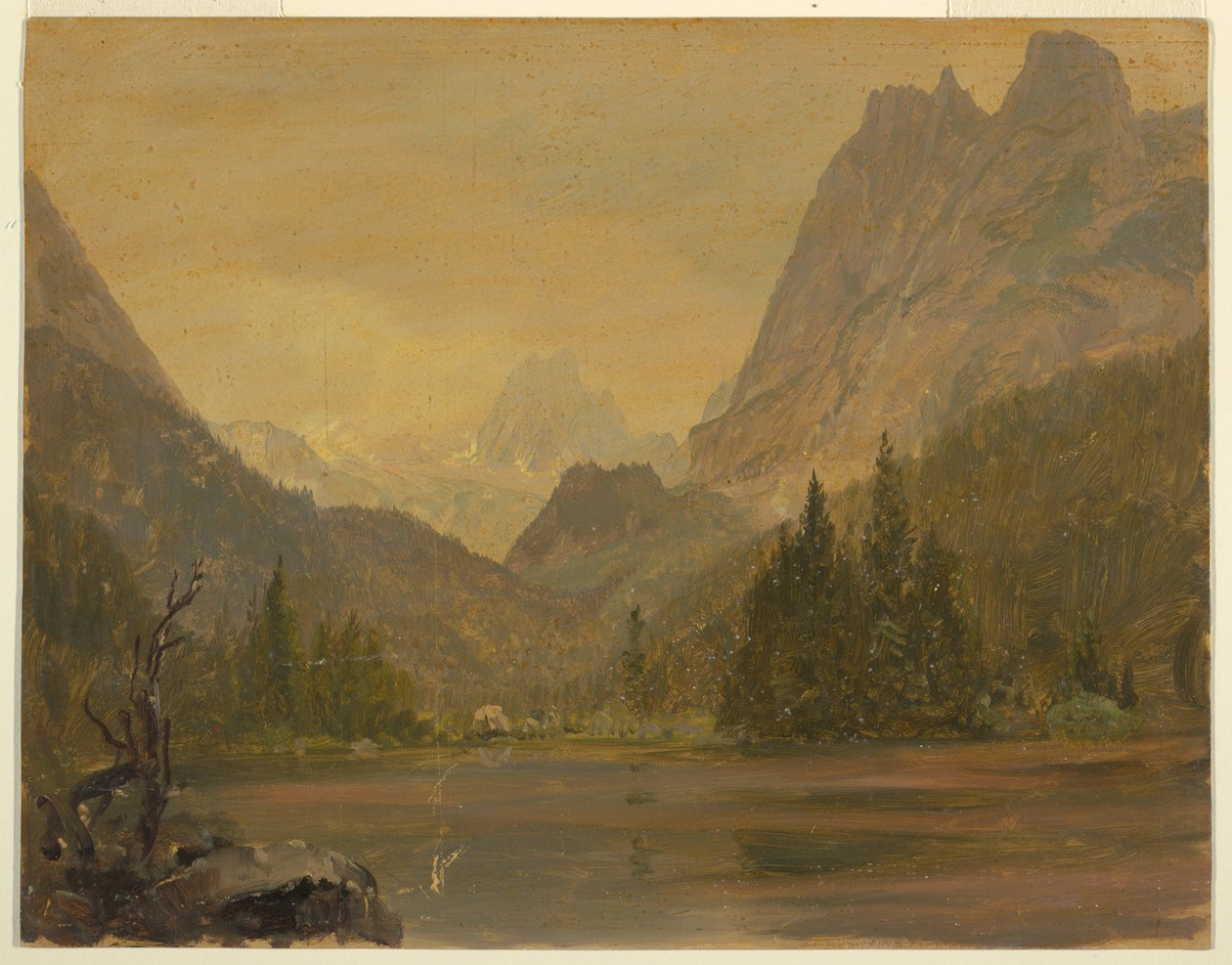 Teckning, Alpinsjö, Bayern eller Schweiz, 1868 av Frederic Edwin Church