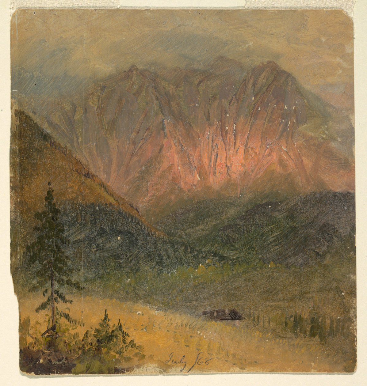 Teckning, Alpin studie av en solnedgång, juli 1868 av Frederic Edwin Church