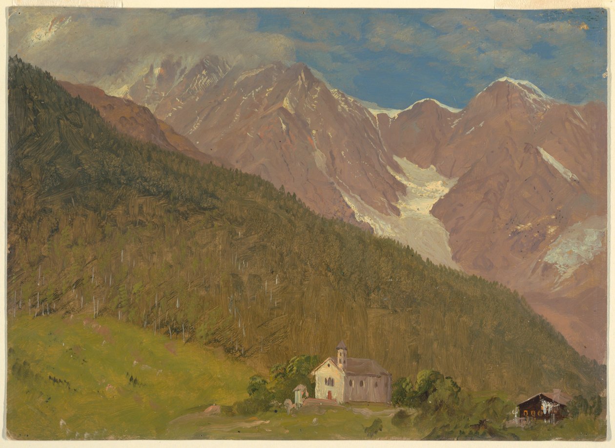 Teckning, Ett alplandskap i Schweiz, augusti 1868 av Frederic Edwin Church