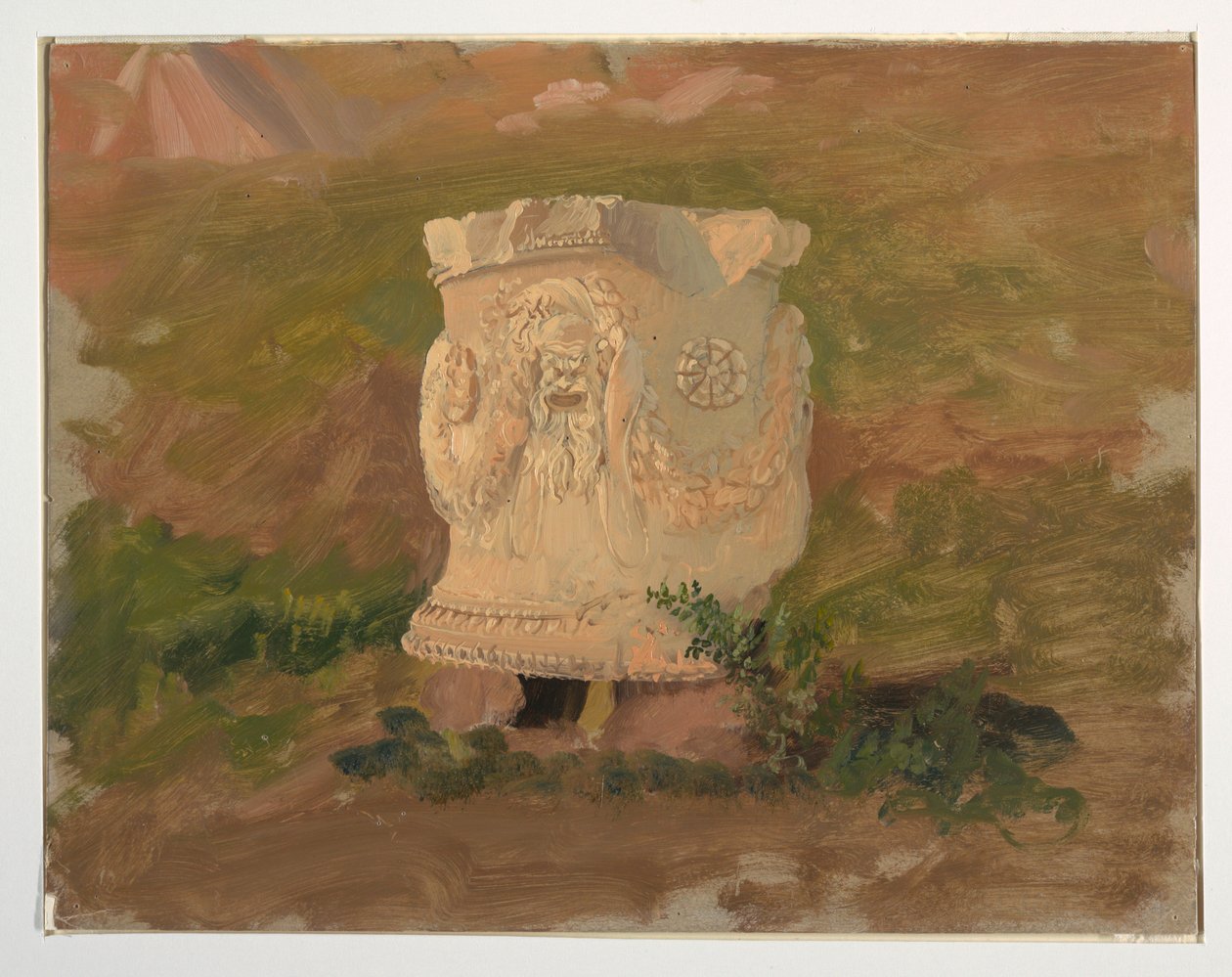 Teckning, Aten, skulptur i Dionysos-teatern, april 1869 av Frederic Edwin Church