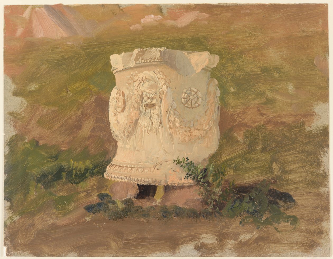 Teckning, Aten, skulptur i Dionysos-teatern, april 1869 av Frederic Edwin Church