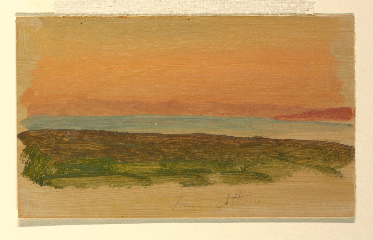 Teckning, Aten, vy från havet, april 1869 av Frederic Edwin Church