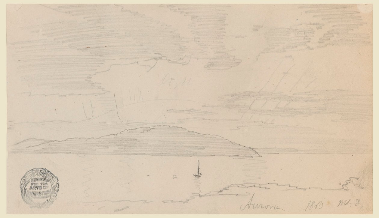 Teckning, Aurora, Mount Desert Island, september 1860 av Frederic Edwin Church