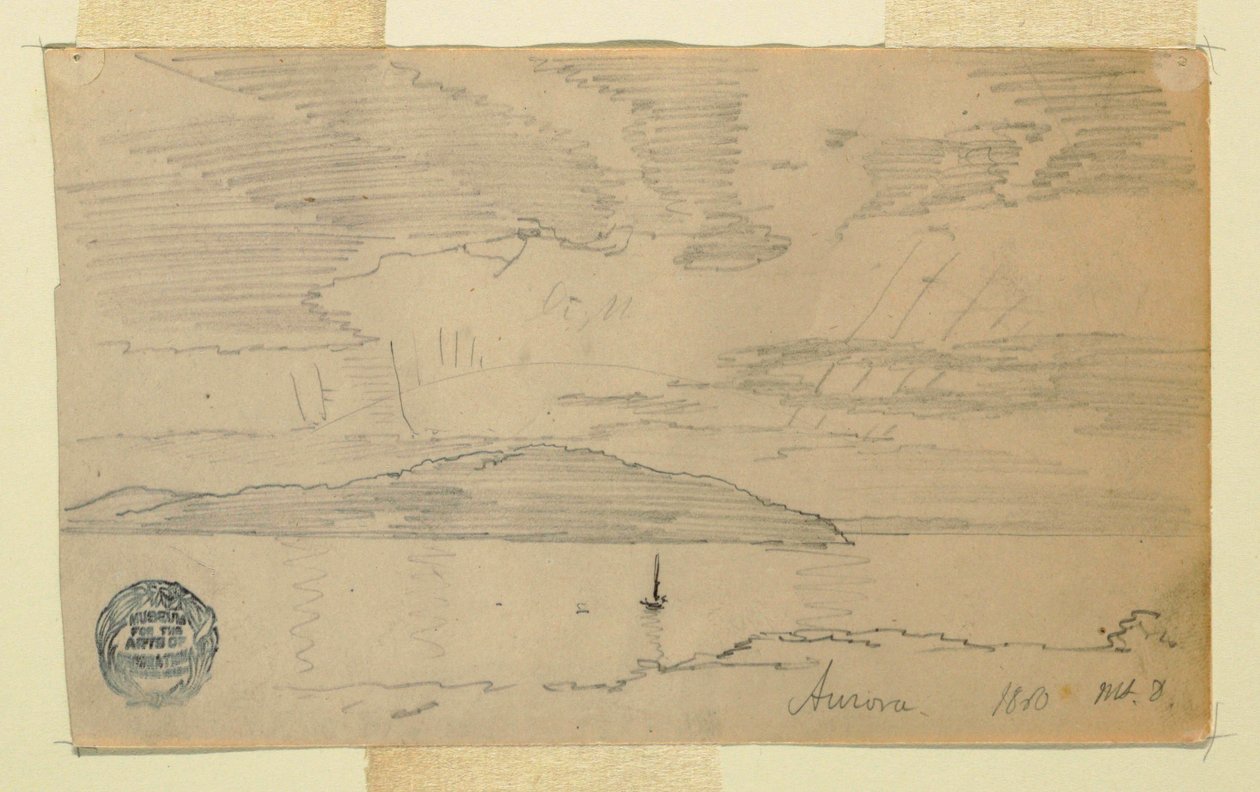 Teckning, Aurora, Mount Desert Island, september 1860 av Frederic Edwin Church
