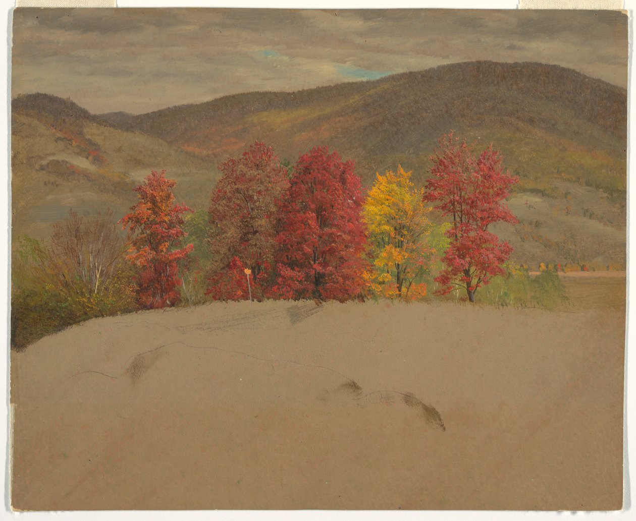Teckning, Höstlandskap i New England, troligen oktober 1865 av Frederic Edwin Church