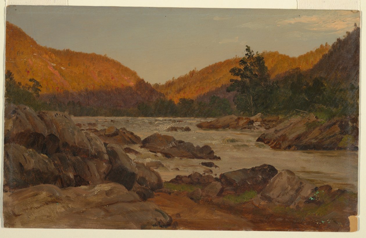 Teckning, Höstlandskap i North Carolina, 1865-70 av Frederic Edwin Church
