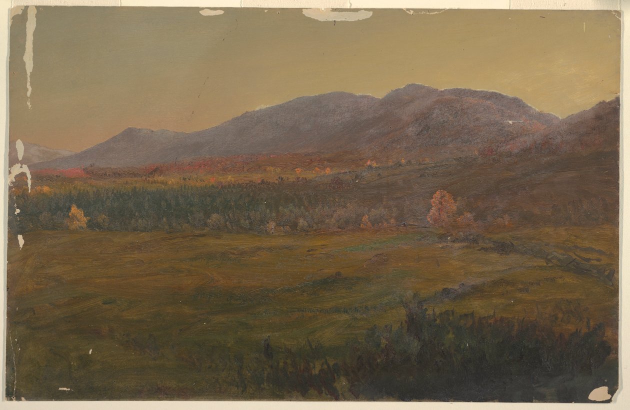 Teckning, Höstlandskap, Hudson, New York, ca 1860 av Frederic Edwin Church