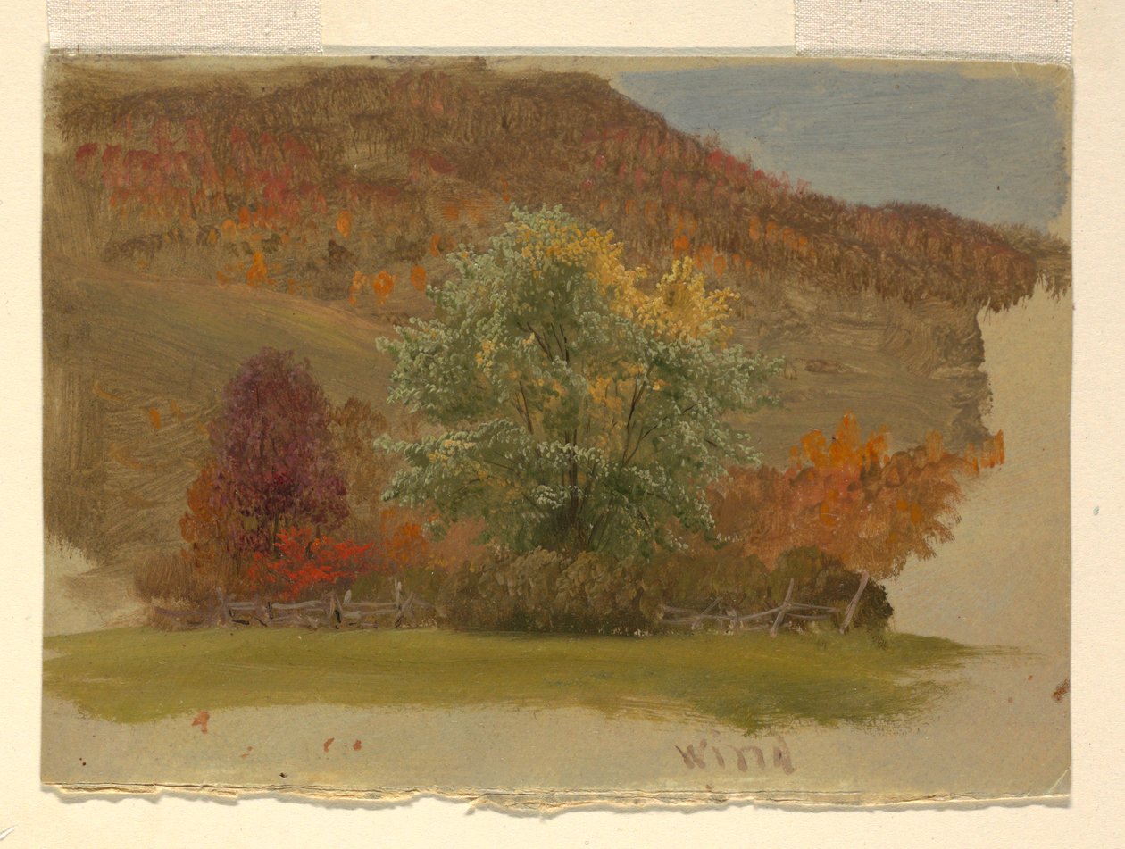 Teckning, Höstlandskap, ca 1865 av Frederic Edwin Church
