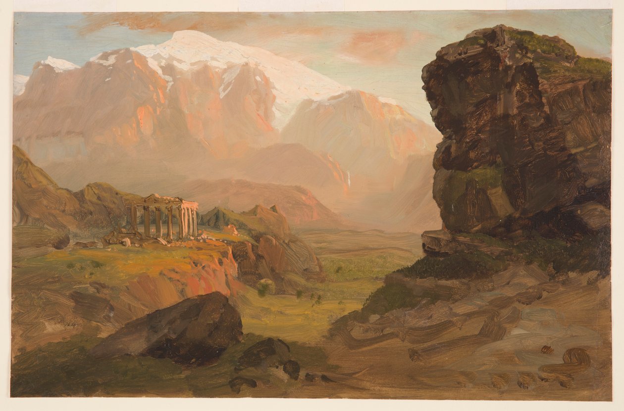 Teckning, Bashan Fantasy, april 1869 av Frederic Edwin Church