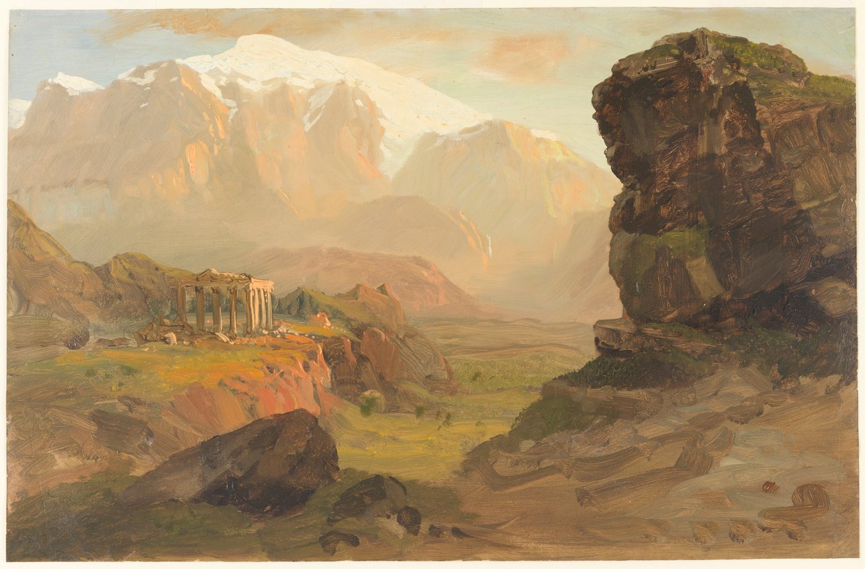 Teckning, Bashan Fantasy, april 1869 av Frederic Edwin Church