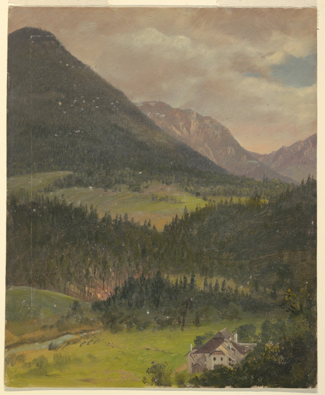Teckning, landskap från Bayerska alperna, 1868 av Frederic Edwin Church
