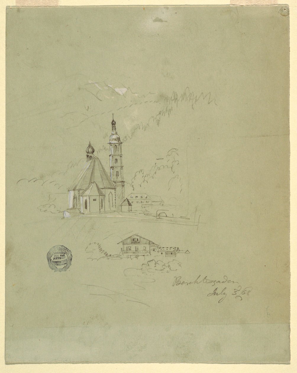 Teckning, Berchtesgaden, Bayern, 3 juli 1868 av Frederic Edwin Church