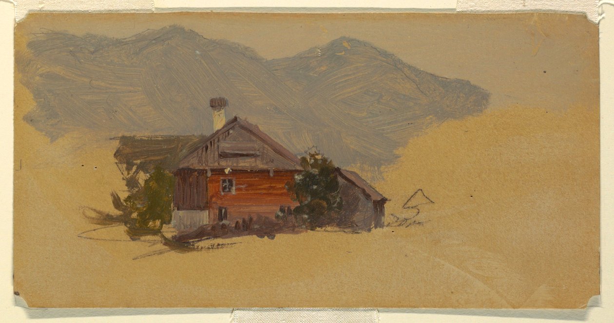 Teckning, Berchtesgaden, bondens hus, 1868 av Frederic Edwin Church