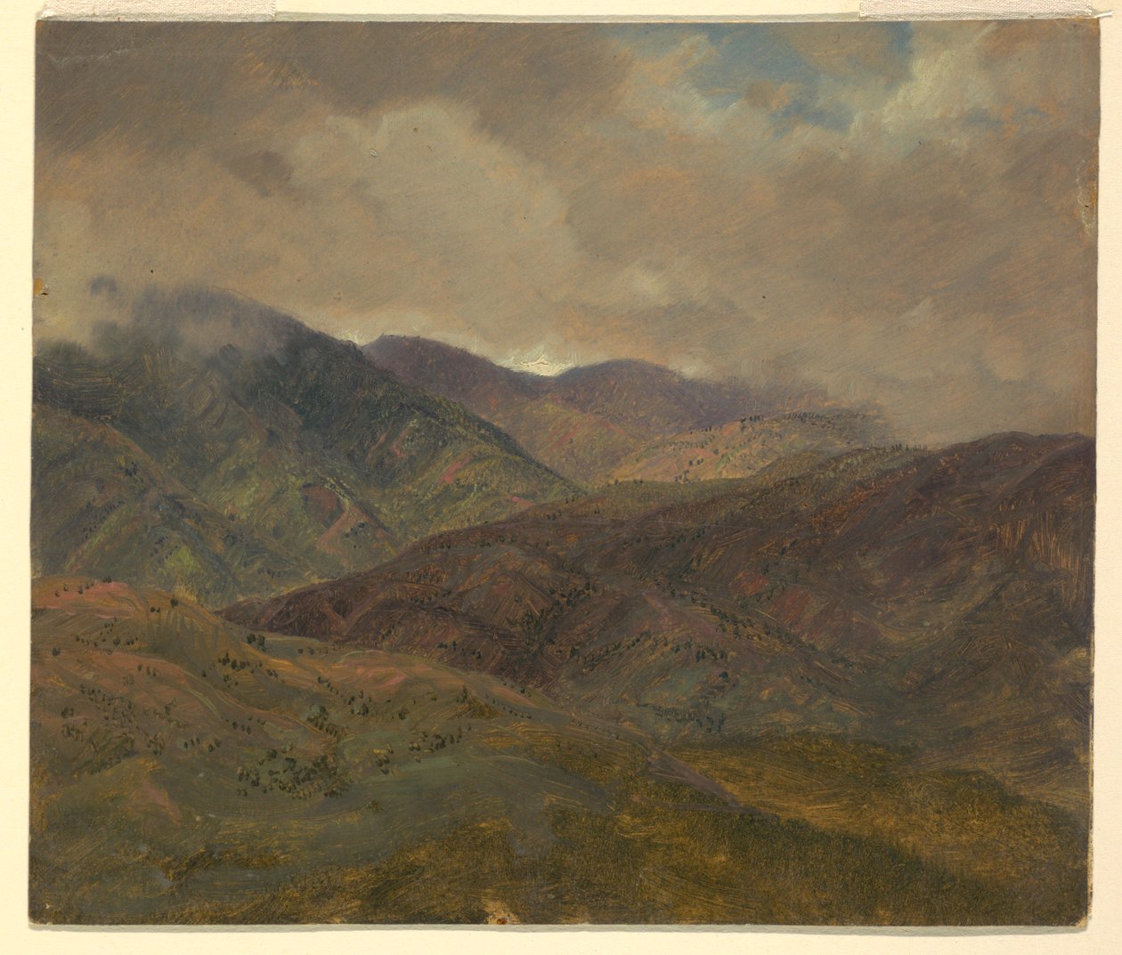 Teckning, Blå kullar och grå moln, Jamaica, maj-augusti 1865 av Frederic Edwin Church