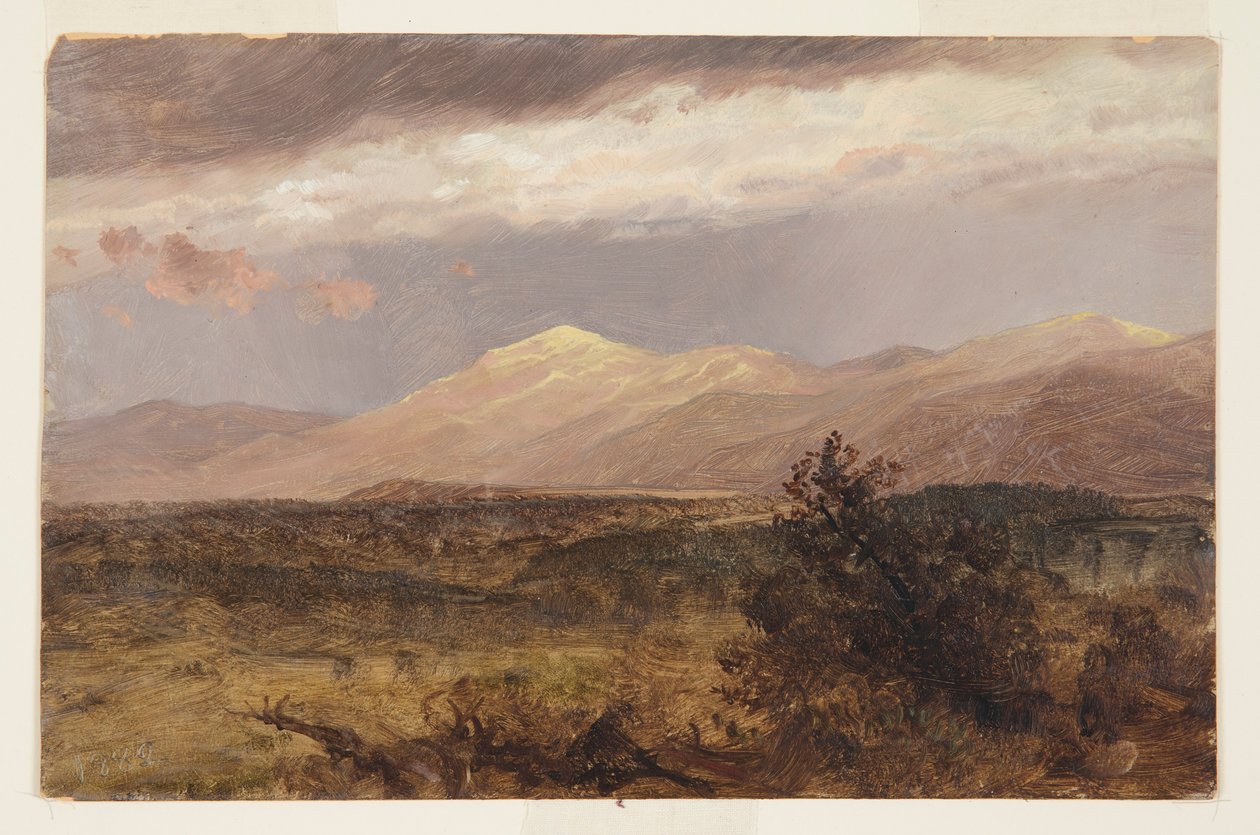 Teckning, Catskills i solnedgång, 1882 av Frederic Edwin Church