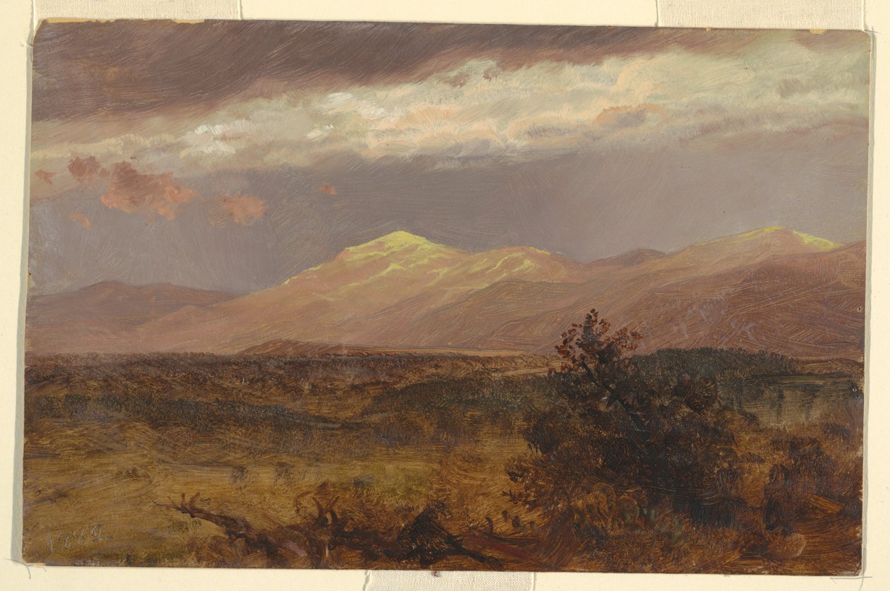 Teckning, Catskills i solnedgång, 1882 av Frederic Edwin Church