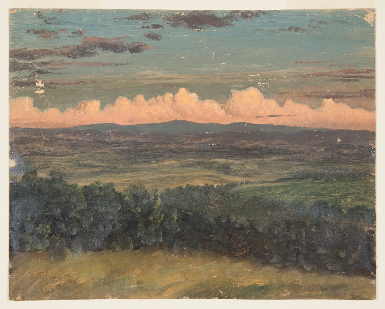 Teckning, Catskills från Hudson, New York, 1870-80 av Frederic Edwin Church