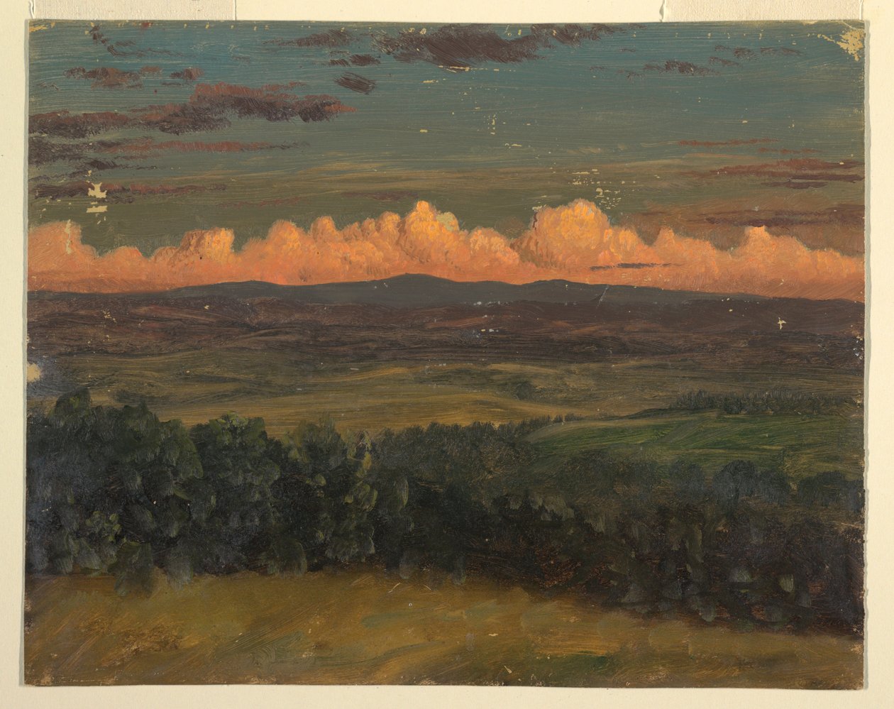 Teckning, Catskills från Hudson, New York, 1870-80 av Frederic Edwin Church