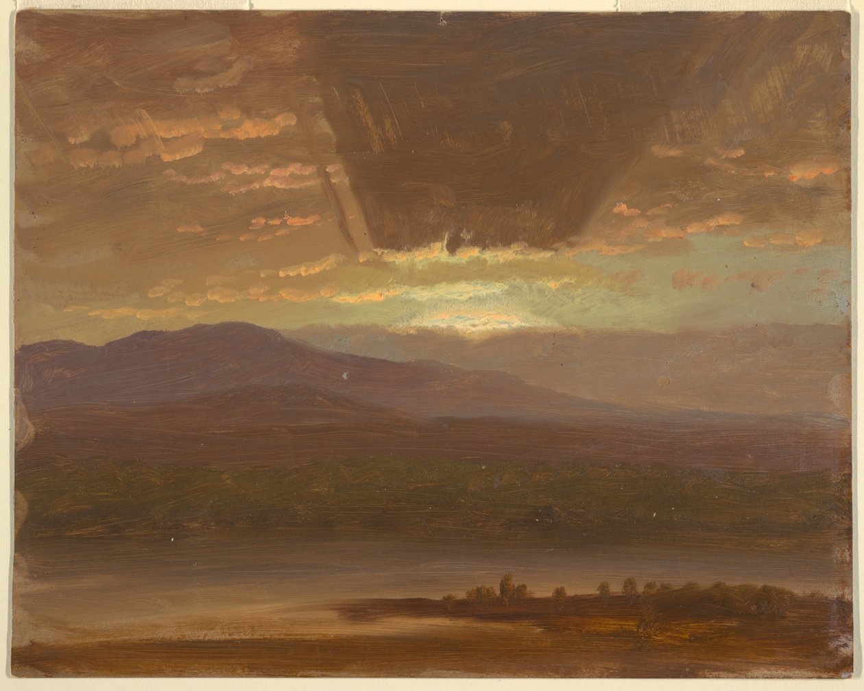 Teckning, Catskills från Hudson, New York, 1870 av Frederic Edwin Church