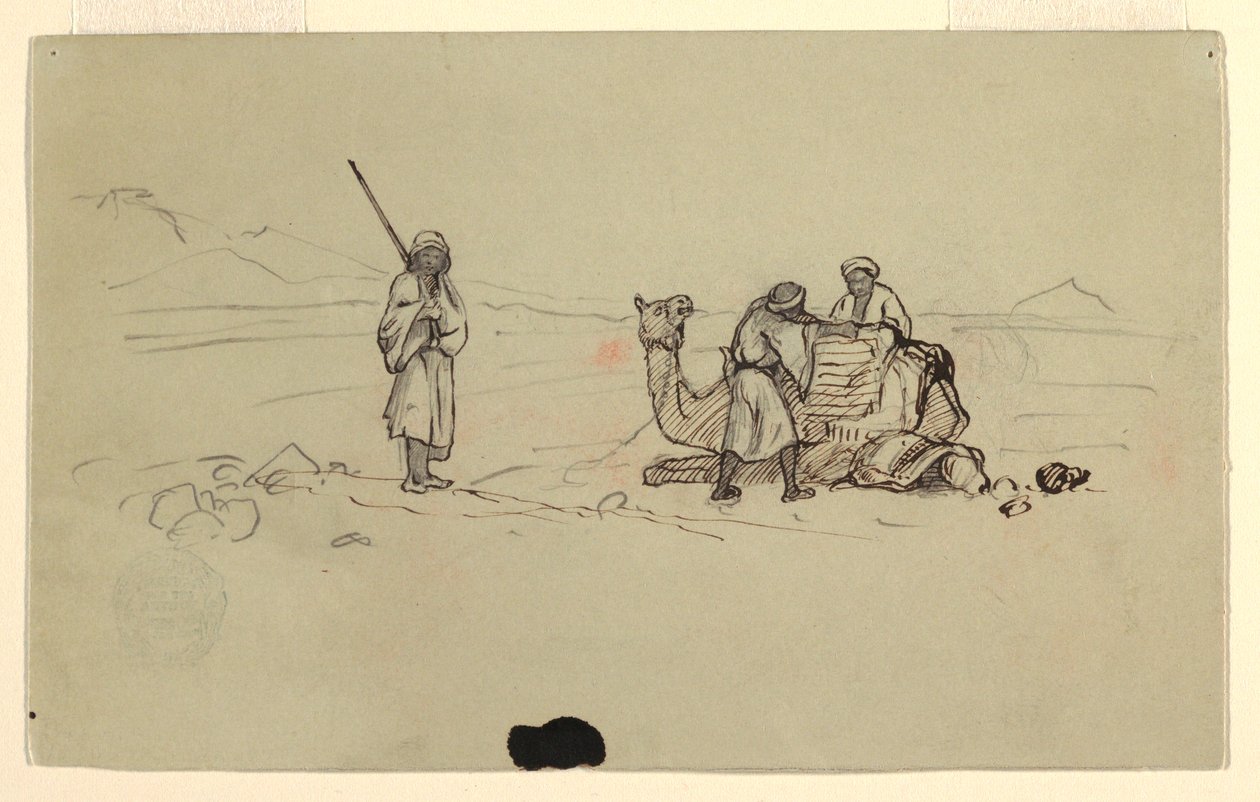 Ritning, Charing a Dromedary, februari 1868 av Frederic Edwin Church