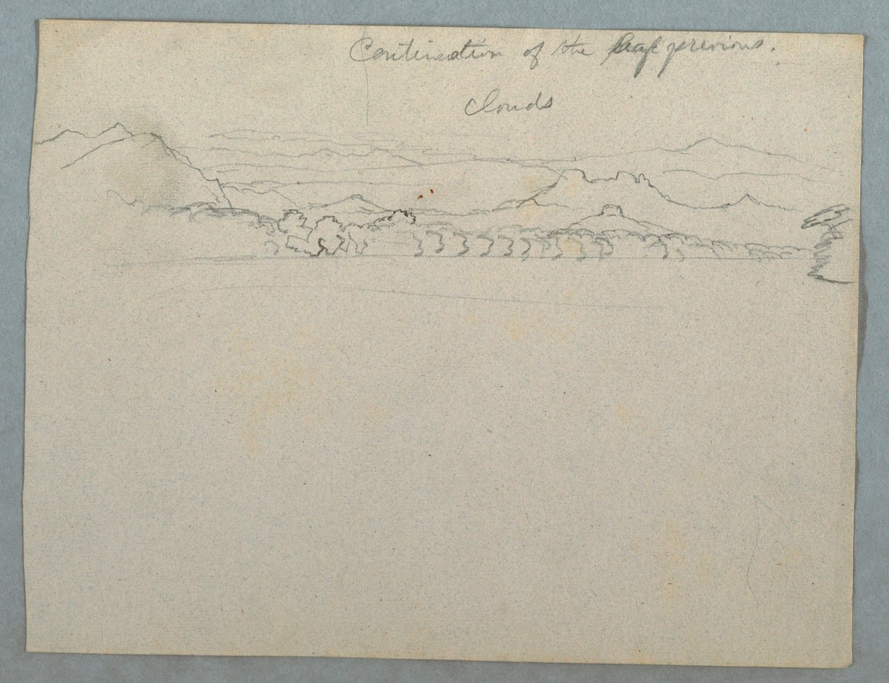 Teckning, Molnbeklätt sydamerikanskt bergslandskap sett vid en bukt, del 2 , 1853, troligen maj av Frederic Edwin Church
