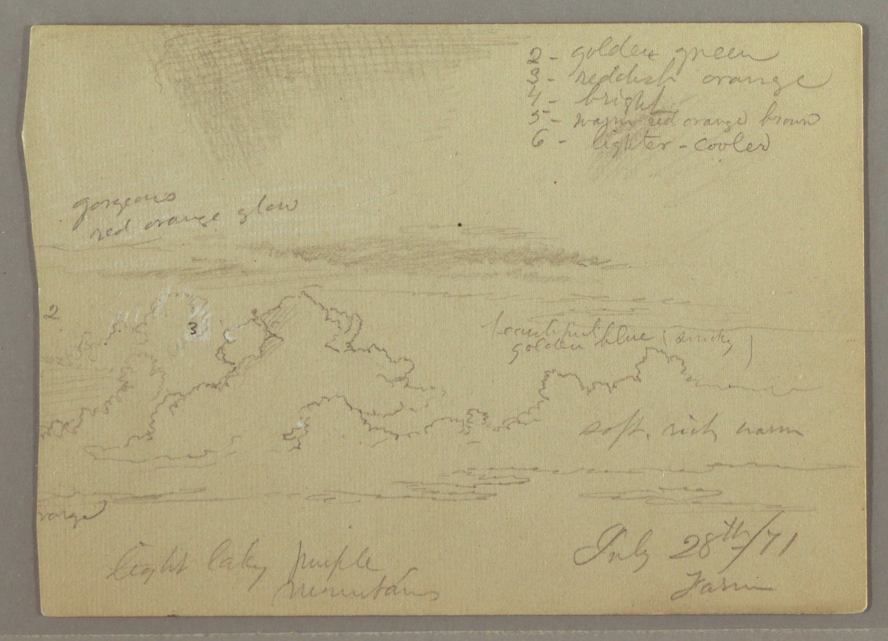Teckning, Molnstudie, 28 juli 1871 av Frederic Edwin Church