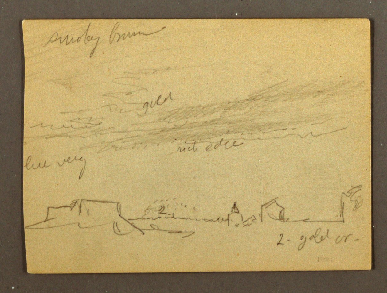 Teckning, Molnstudie över byggnader, möjligen 1868-69 av Frederic Edwin Church
