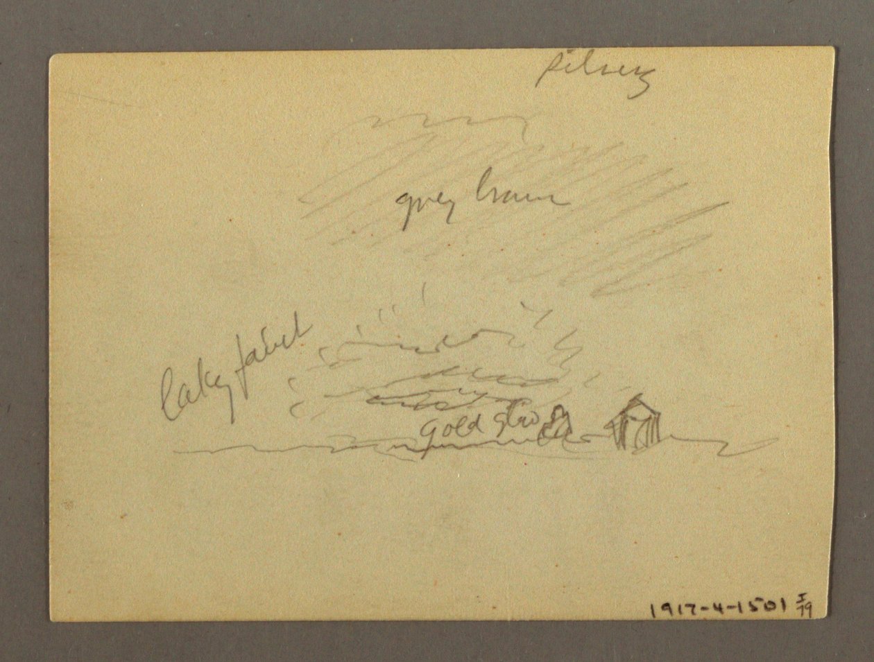 Teckning, Molnstudie över byggnader, möjligen 1868-69 av Frederic Edwin Church