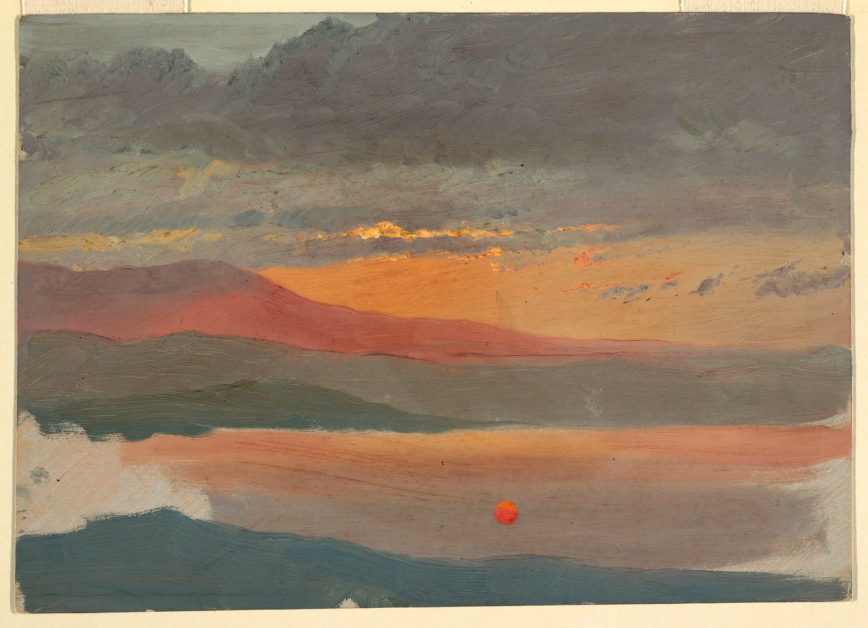 Teckning, Molnstudier i solnedgång, 1860-70 av Frederic Edwin Church