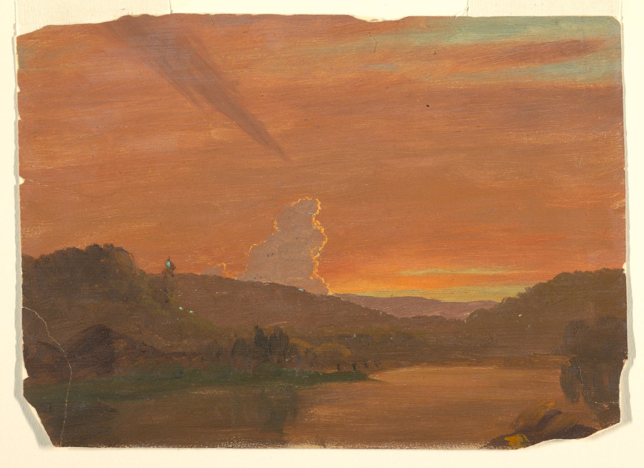 Teckning, Molnstudie vid solnedgång, 1850-60 av Frederic Edwin Church